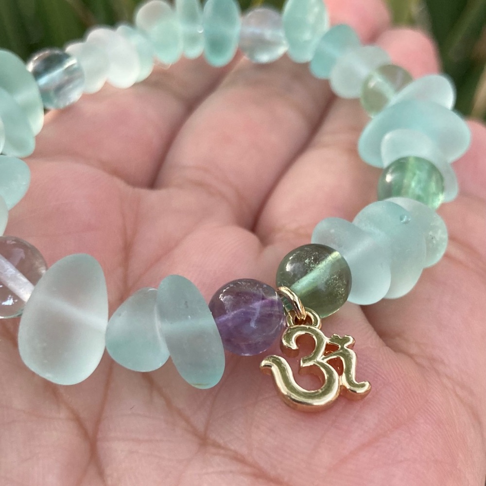 Sea glass and Fluorite bracelet